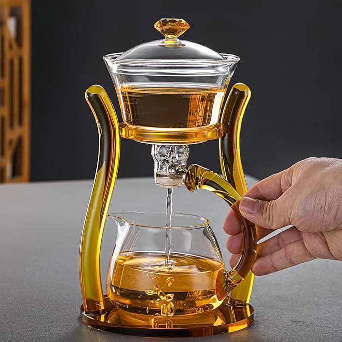 طقم شاي مقاوم، إبريق شاي زجاجي نصف أوتوماتيكي