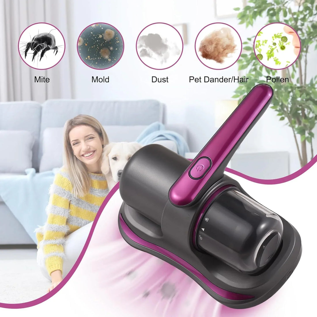 Wireless Mite Removal Vacuum Cleaner Bed Cordless Vacuum Removal Instrument Artifact Suitable for Pillows Sheets Mattresses Sofa